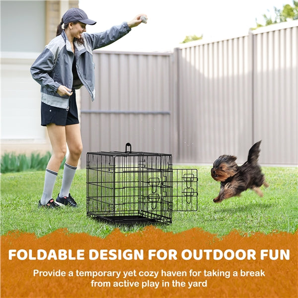 76 cm Dog Crate Foldable Metal Wire Dog Cage Pet Kennel