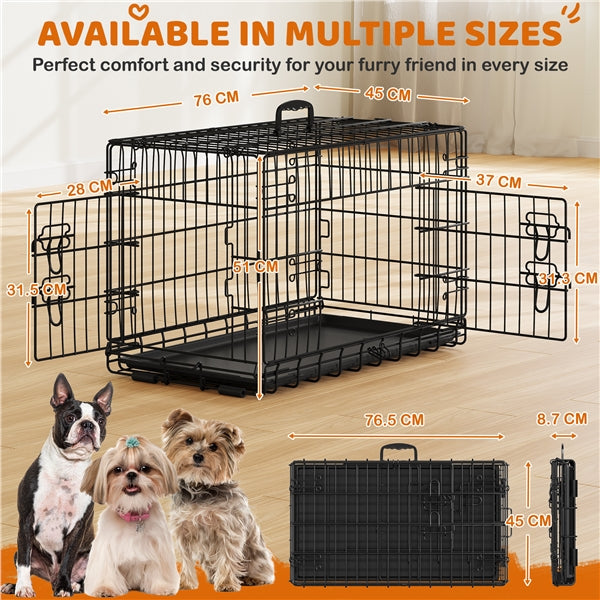 76 cm Dog Crate Foldable Metal Wire Dog Cage Pet Kennel
