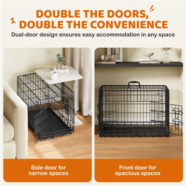 76 cm Dog Crate Foldable Metal Wire Dog Cage Pet Kennel