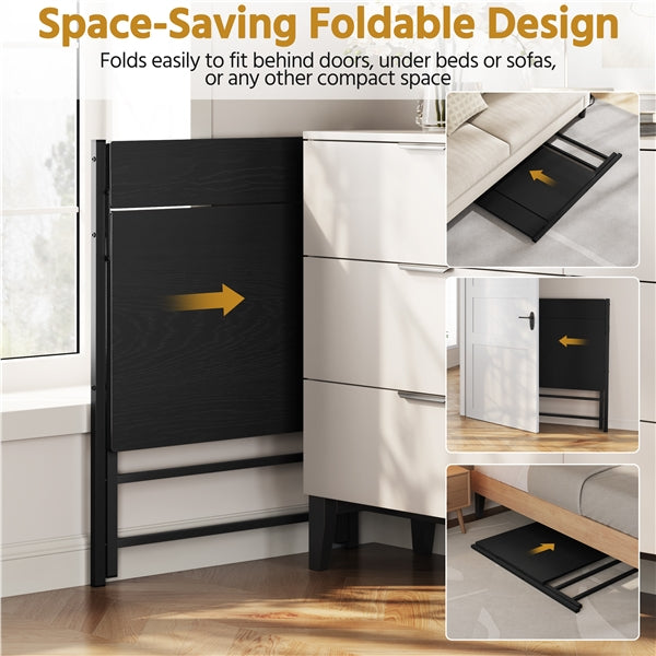 2-Tier Foldable Computer Desk w/ Monitor Shelf Home Office Table