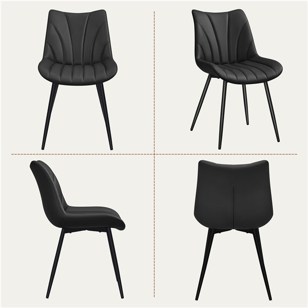 2x Modern Faux Leather Upholstered Dining Chairs with Metal Legs