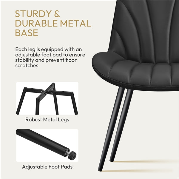 6x Upholstered Dining Chairs Kitchen Chairs with Metal Legs