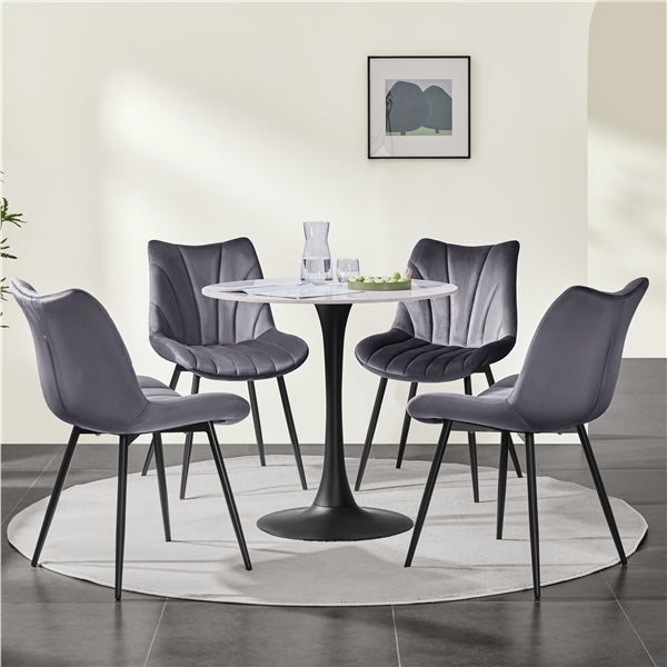 Set of 4 Modern Velvet Fabric Upholstered Dining Chairs with Metal Legs (Copy)