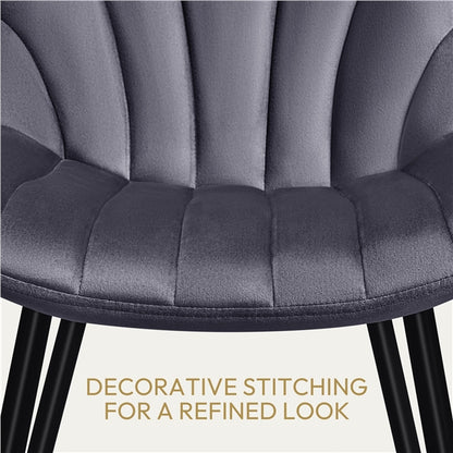 Set of 2 Modern Velvet Fabric Upholstered Dining Chairs with Metal Legs