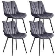 Set of 4 Modern Velvet Fabric Upholstered Dining Chairs with Metal Legs