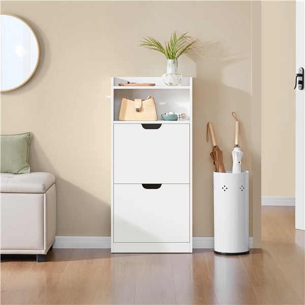 4-Layer Dual Flip-Drawer Shoe Cabinet Modern Freestanding Shoe Storage Cabinet