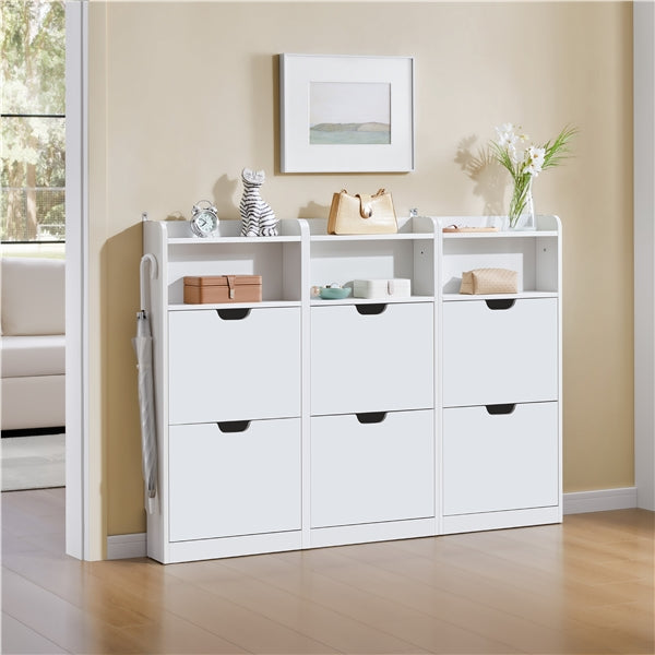 4-Layer Dual Flip-Drawer Shoe Cabinet Modern Freestanding Shoe Storage Cabinet