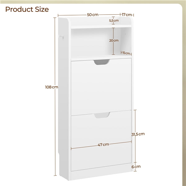 4-Layer Dual Flip-Drawer Shoe Cabinet Modern Freestanding Shoe Storage Cabinet