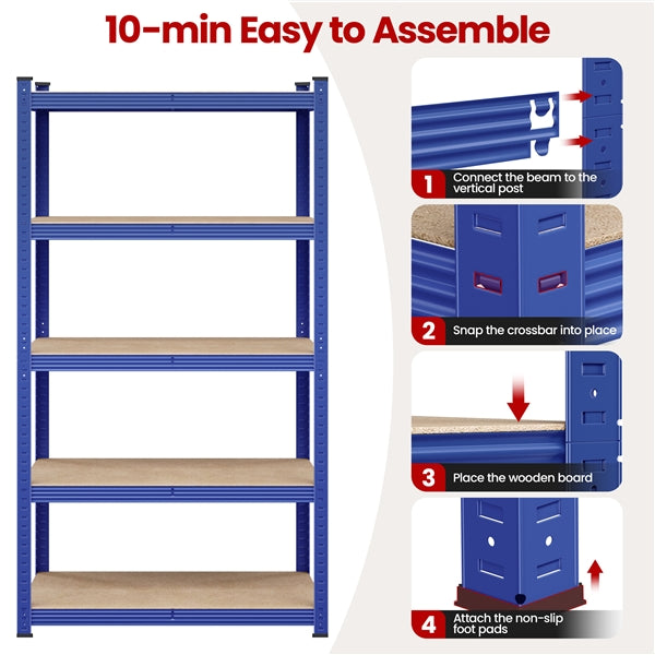 180cm H Heavy-Duty 5-Tier Garage Storage Shelf Rack Steel Shelving Unit