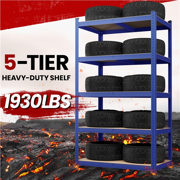 180cm H Heavy-Duty 5-Tier Garage Storage Shelf Rack Steel Shelving Unit