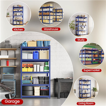 180cm H Heavy-Duty 5-Tier Garage Storage Shelf Rack Steel Shelving Unit