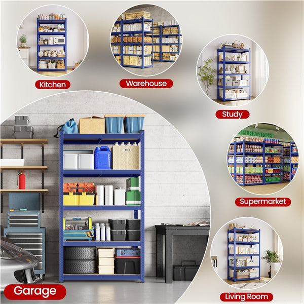 180cm H Heavy-Duty 5-Tier Garage Storage Shelf Rack Steel Shelving Unit