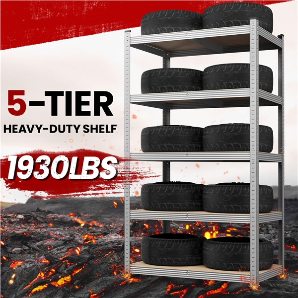 180cm H Heavy-Duty 5-Tier Steel Shelving Unit Garage Storage Shelf Rack