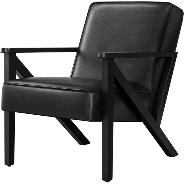 Mid-Century Faux Leather Accent Chair – Retro Lounge Armchair