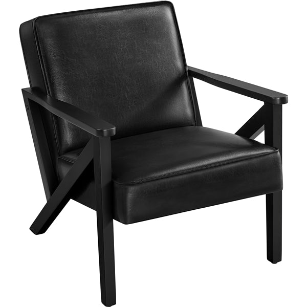 Mid-Century Faux Leather Accent Chair – Retro Lounge Armchair