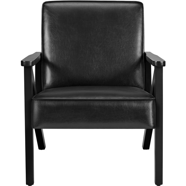 Mid-Century Faux Leather Accent Chair – Retro Lounge Armchair