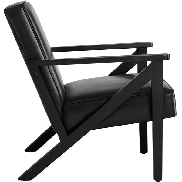 Mid-Century Faux Leather Accent Chair – Retro Lounge Armchair