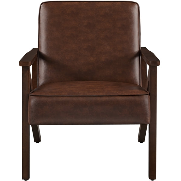 Mid-Century Faux Leather Accent Chair – Retro Lounge Armchair