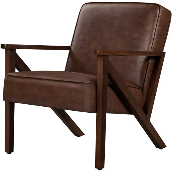 Mid-Century Faux Leather Accent Chair – Retro Lounge Armchair