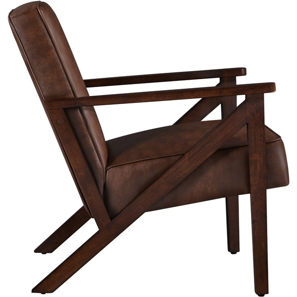 Mid-Century Faux Leather Accent Chair – Retro Lounge Armchair