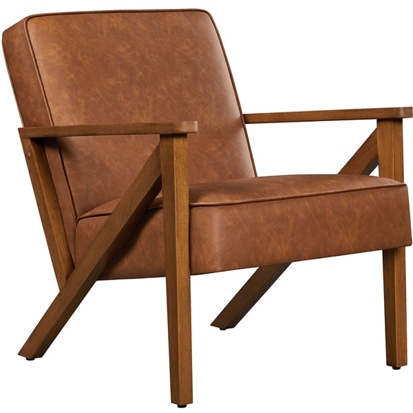 Mid-Century Faux Leather Accent Chair – Retro Lounge Armchair