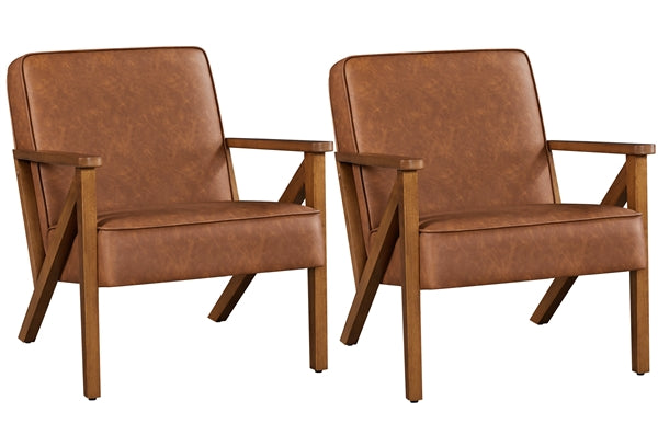 Mid-Century Faux Leather Accent Chair – Retro Lounge Armchair