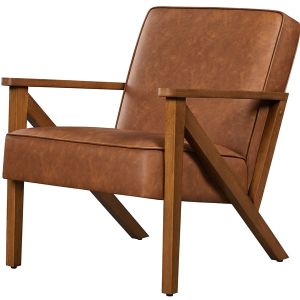 Mid-Century Faux Leather Accent Chair – Retro Lounge Armchair