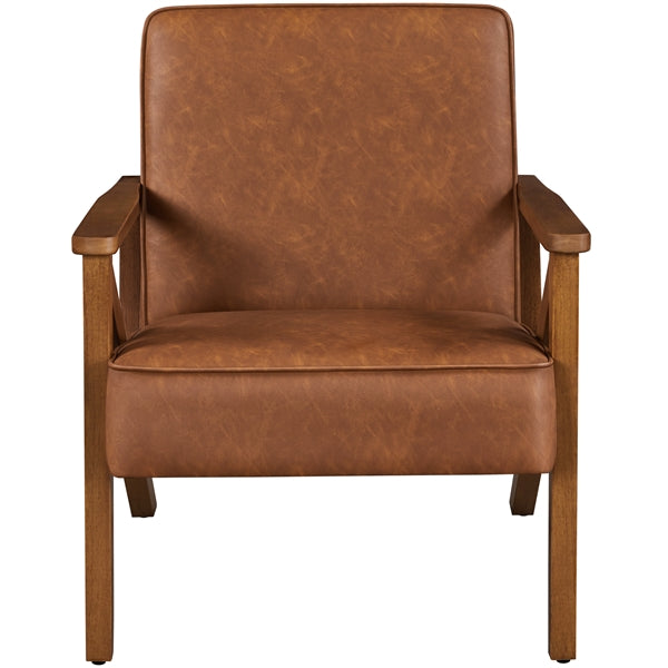 Mid-Century Faux Leather Accent Chair – Retro Lounge Armchair