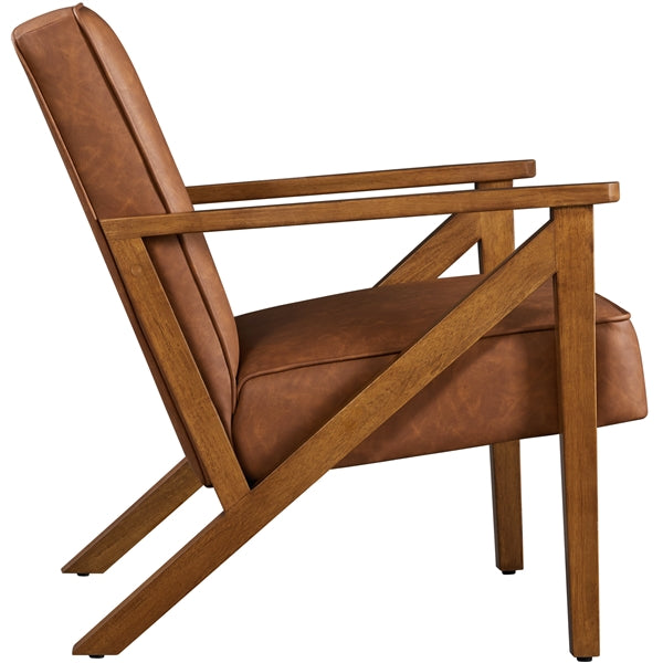 Mid-Century Faux Leather Accent Chair – Retro Lounge Armchair