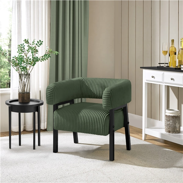 Corduroy Barrel Accent Chair Contemporary Upholstered Armchair