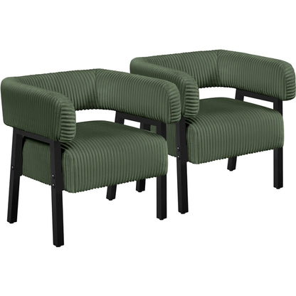 2pcs Corduroy Barrel Accent Chair Contemporary Upholstered Armchair