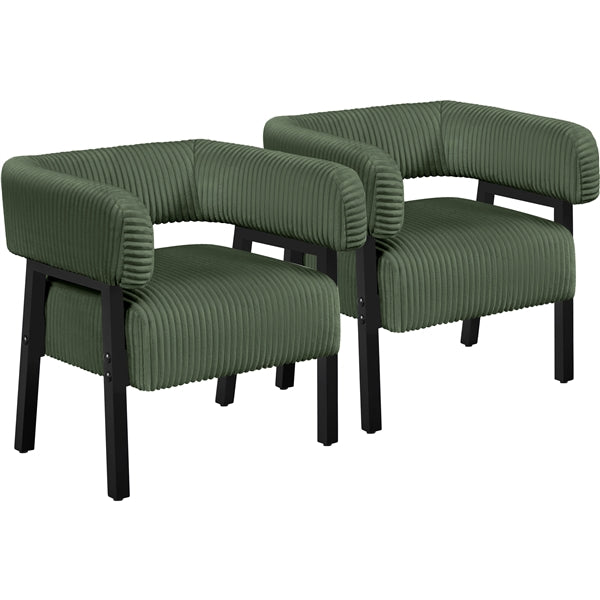 2pcs Corduroy Barrel Accent Chair Contemporary Upholstered Armchair