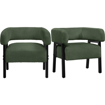 2pcs Corduroy Barrel Accent Chair Contemporary Upholstered Armchair