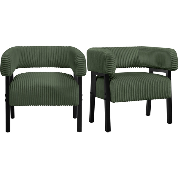 2pcs Corduroy Barrel Accent Chair Contemporary Upholstered Armchair