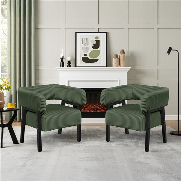 2pcs Corduroy Barrel Accent Chair Contemporary Upholstered Armchair