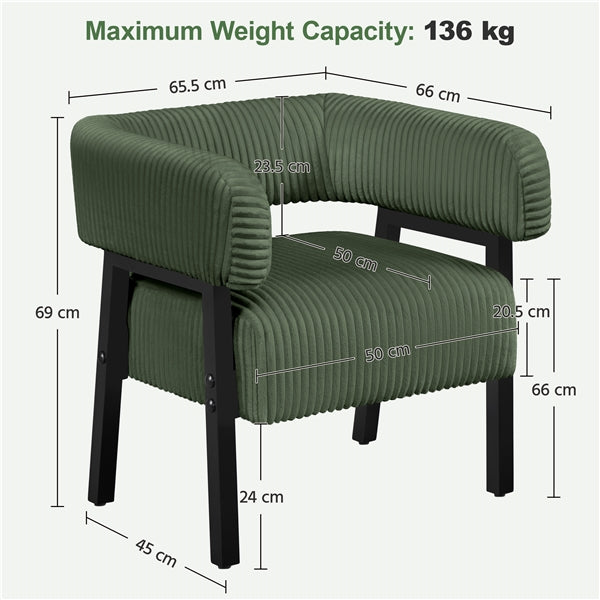 Corduroy Barrel Accent Chair Contemporary Upholstered Armchair