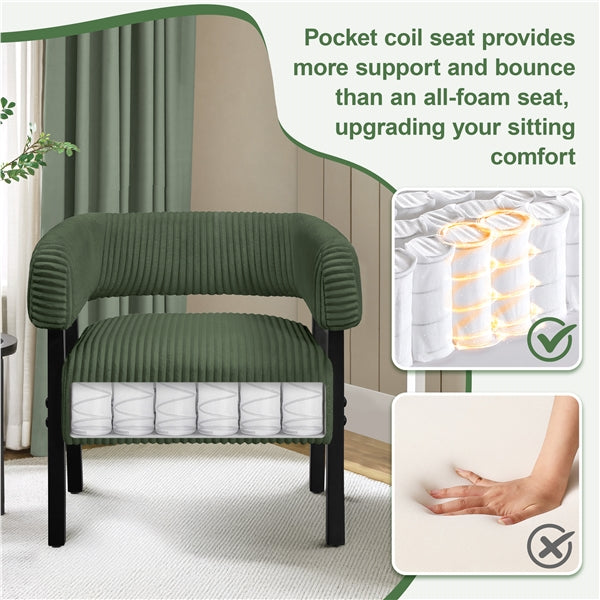 2pcs Corduroy Barrel Accent Chair Contemporary Upholstered Armchair