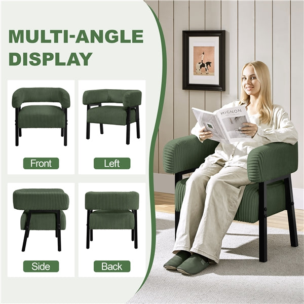 Corduroy Barrel Accent Chair Contemporary Upholstered Armchair