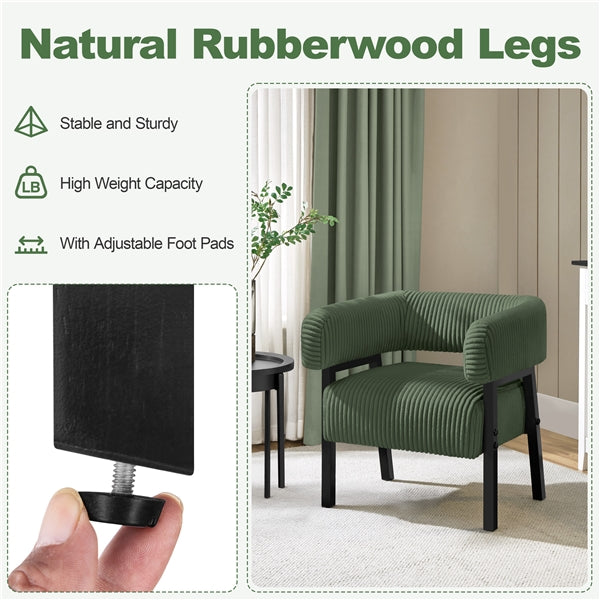 Corduroy Barrel Accent Chair Contemporary Upholstered Armchair