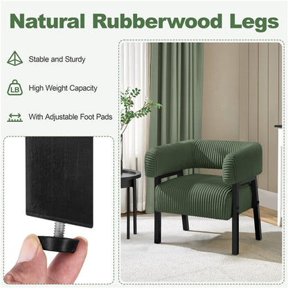 2pcs Corduroy Barrel Accent Chair Contemporary Upholstered Armchair