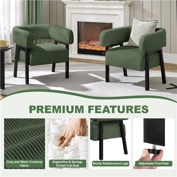 Corduroy Barrel Accent Chair Contemporary Upholstered Armchair