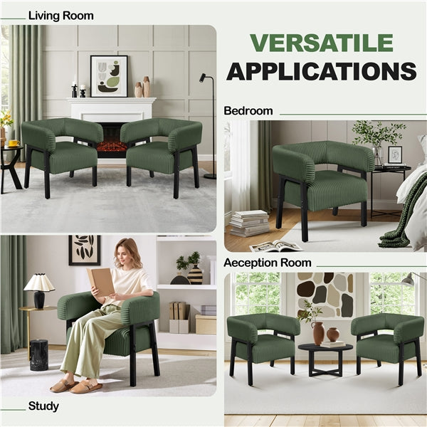 Corduroy Barrel Accent Chair Contemporary Upholstered Armchair