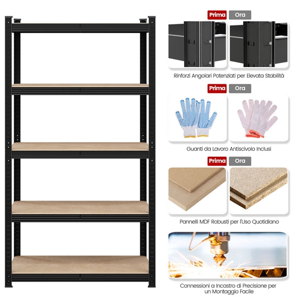 5-Tier Garage Shelving Unit 180cm – Boltless Metal Storage Rack