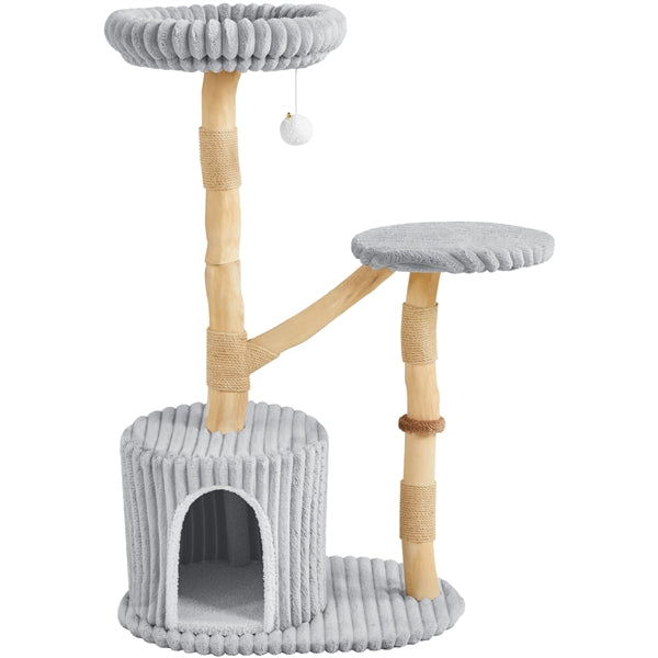 104 cm Cat Tree with Pear Wood Posts and Jute Scratching Surface