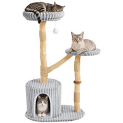 104 cm Cat Tree with Pear Wood Posts and Jute Scratching Surface