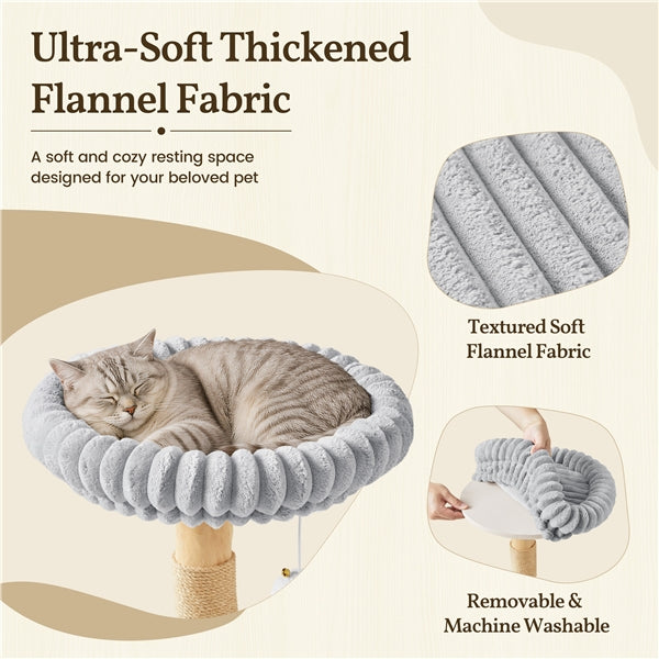 104 cm Cat Tree with Pear Wood Posts and Jute Scratching Surface