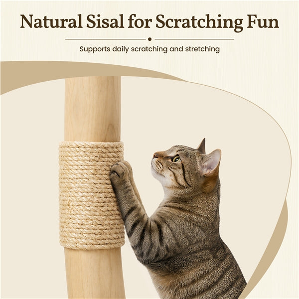 104 cm Cat Tree with Pear Wood Posts and Jute Scratching Surface