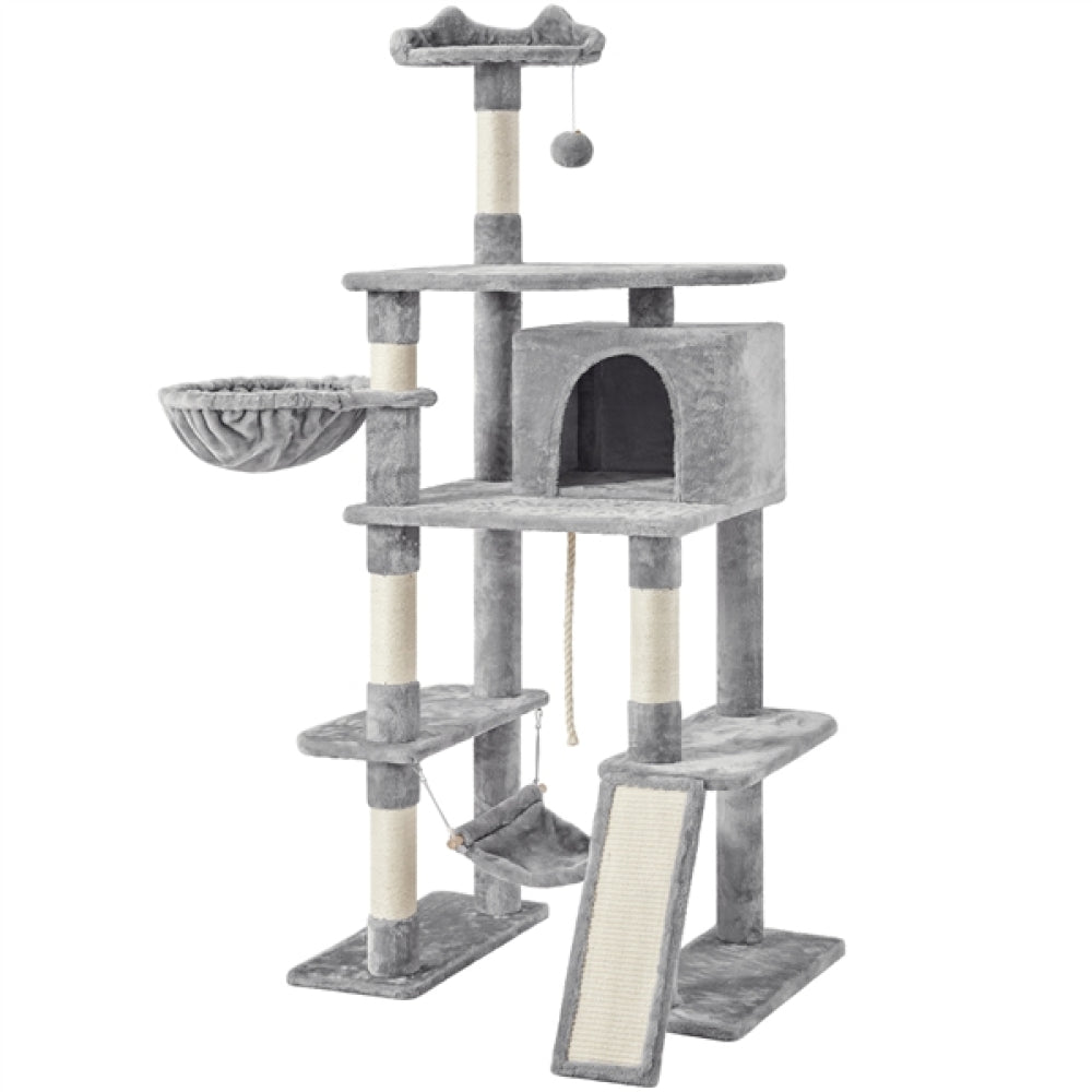 70″ Tall Multilevel Cat Tree Large Cat Tower with Condo & Perch & Basket