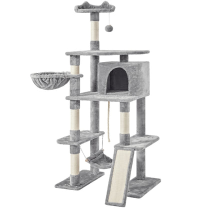 70″ Tall Multilevel Cat Tree Large Cat Tower with Condo & Perch & Basket