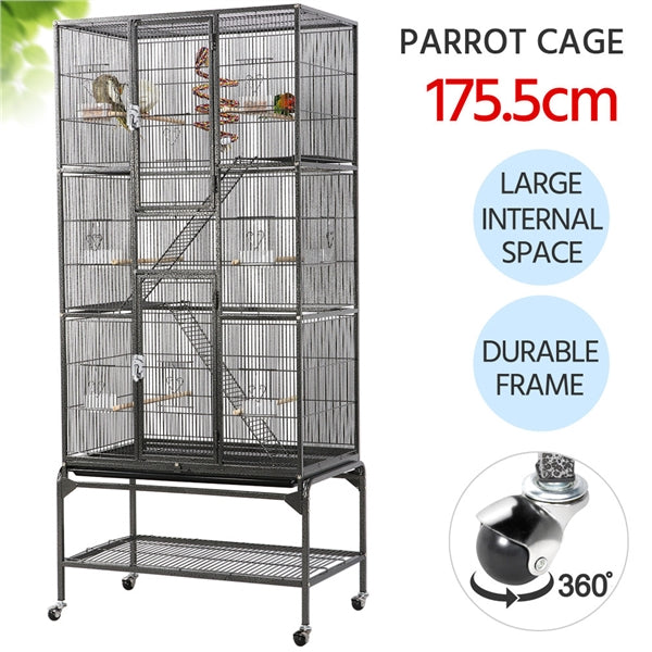 175.5cm H Extra Large Pet Cage Mobile Large Bird Cage Parrot Cage